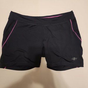 Womens Nordic Track spandex shorts size large Black/Purple